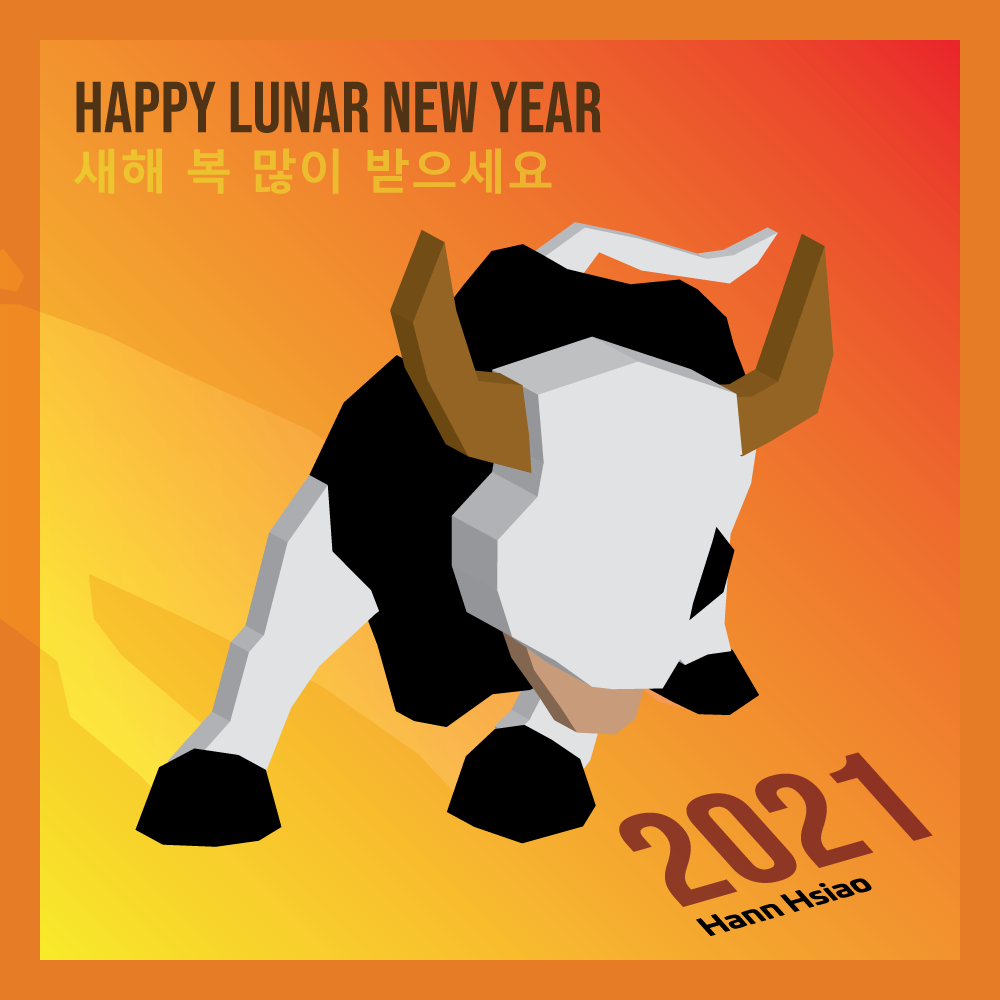 Lunar New Year Greeting Card Year of OX 2021 Korean
